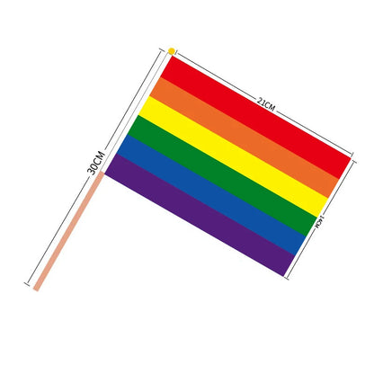 Aerxrbrae Custom Hand Flag 100Pcs 14*21Cm Plastic Stick Rainbow Gay Lesbian Homosexual Bisexual Pride Banner