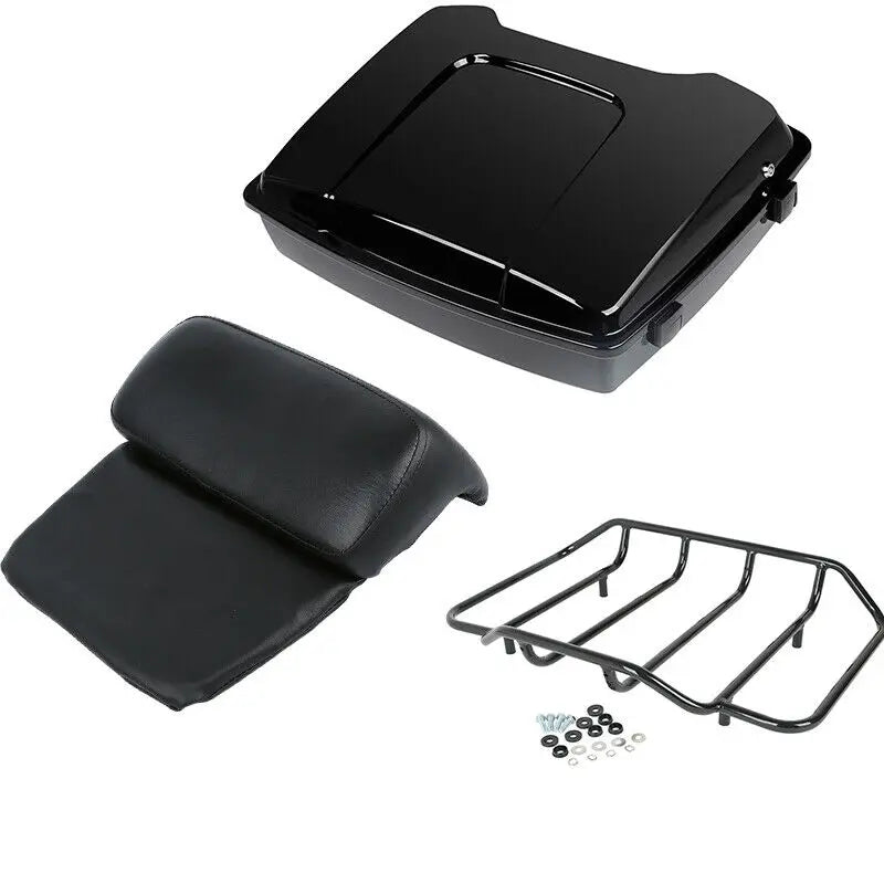 Motorcycle 5.5" Razor Trunk +Top Rack & Backrest For Harley Touring  Road King Street Electra Glide 1997-2013 2012