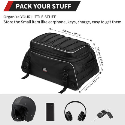 Motorcycle Travel Luggage Tour-Pack Rack Bag Collapsible Trunk Bags with Bar Straps for Street Glide for Electra Glide for Trike