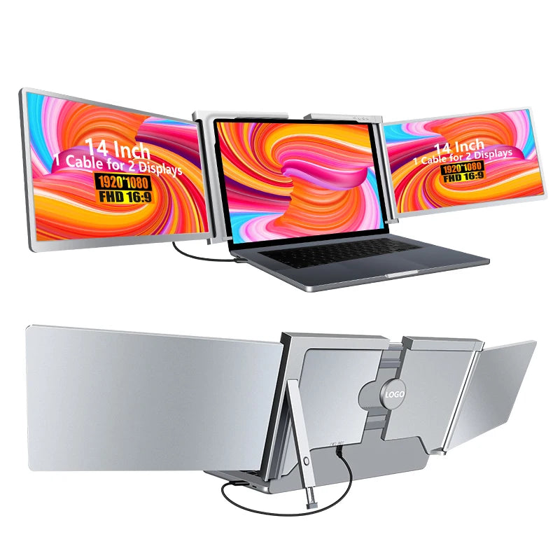Upgraded 14 Inch Dual Screen Laptop USB C Monitor with One Cable Connection and Easy to Use