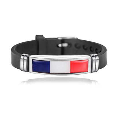 Fashion National Flag Bracelet USA France Canada Flags Bangle Adjustable Silicone Sports Bracelets Wristband For Men Jewelry