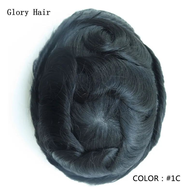 Gloryhair-Natural and Realistic Hair Prosthesis Male Toupee Wig 130% Density Hair Pieces Indian Human Men's Capillary Prosthesis