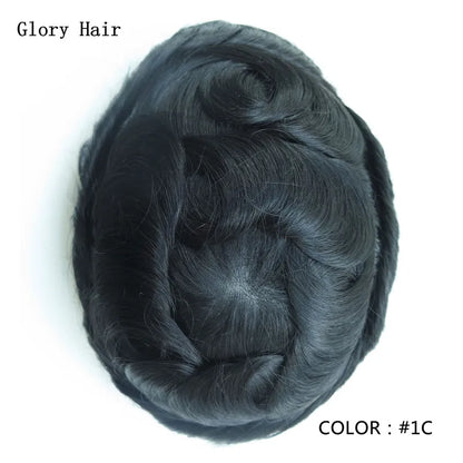 Gloryhair-Natural and Realistic Hair Prosthesis Male Toupee Wig 130% Density Hair Pieces Indian Human Men's Capillary Prosthesis