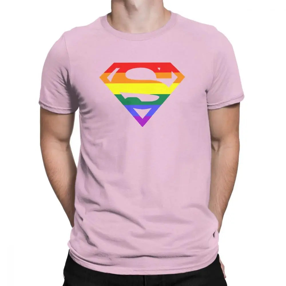 Cool Super Queer T-Shirt Men Round Neck Cotton T Shirt Rainbow Gay Lesbian Pride LGBTQ LGBT Oversized Clothes