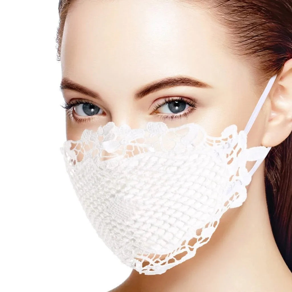 Face Mask Delicate Lace Applique And Face Protect Mouth Cover Beautiful Prints Facemask Dust-proof Masque Halloween Cosplay