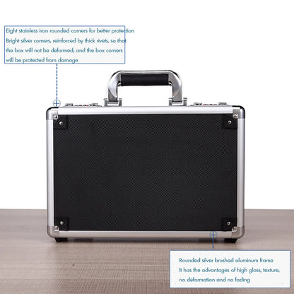 Aluminum Hard Case Passwords ToolBox Black / Silver Briefcase Metal Carrying Case Equiment Tool Box Organizer Holder ящик