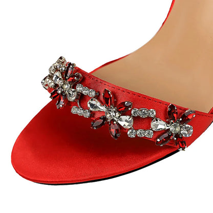 BIGTREE Shoes Open Toe Rhinestones Sandals Women 2025 New Designer Sexy High Heels Sandals Female Shoes Summer Heeled Sandals