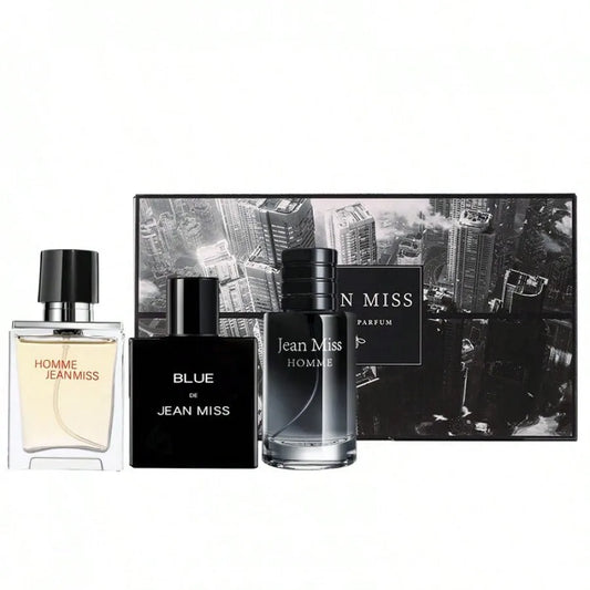 3-Piece Long-Lasting Men's Cologne Trio:Ocean,Cedarwood & Amber Travel-Size 30ml Valve Gift Set