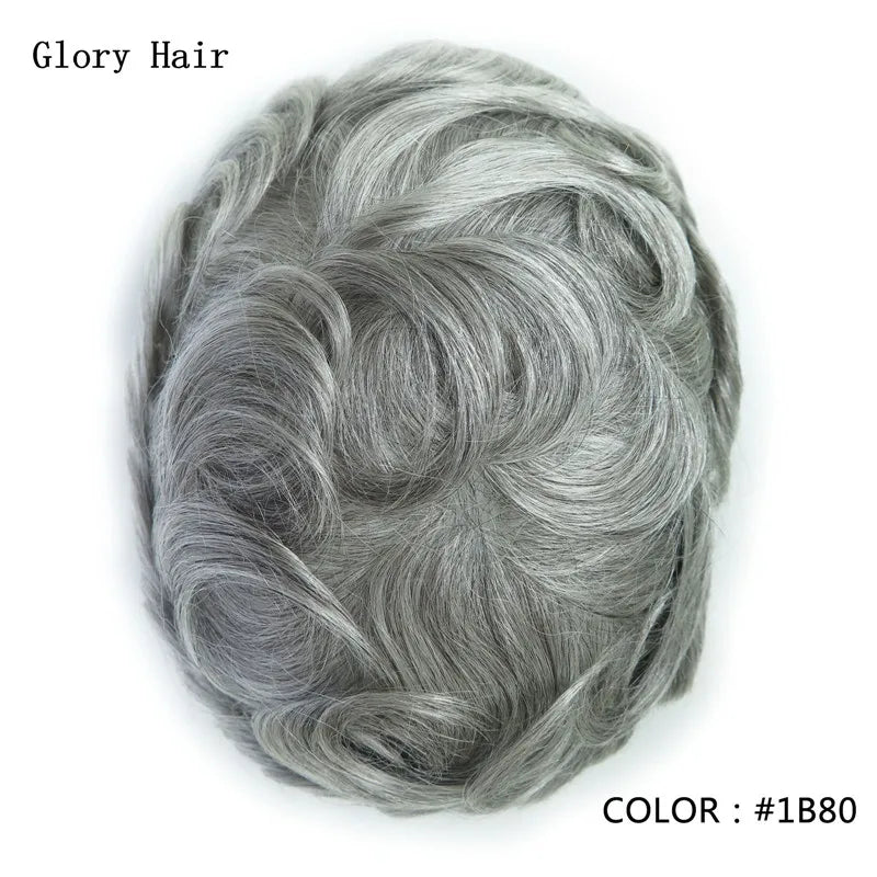 Gloryhair-Natural and Realistic Hair Prosthesis Male Toupee Wig 130% Density Hair Pieces Indian Human Men's Capillary Prosthesis