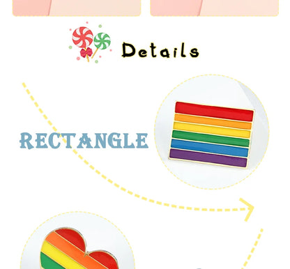 LGBT Flag Rainbow Heart Brooch Peace and Love Enamel Pins Clothes Bag Lapel Pin Gay Lesbian Pride Icon Badge Unisex Jewelry Gift
