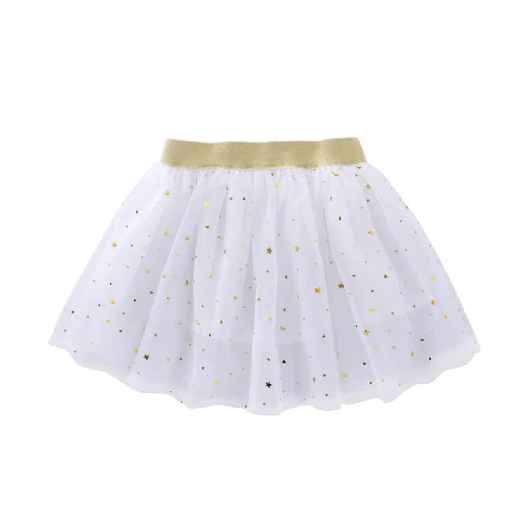 Children's Skirts For Girls Summer Cotton Lace Baby Mini Tutu Skirts Stars Glitter Dance Sequin Birthday Party Skirt for Kids
