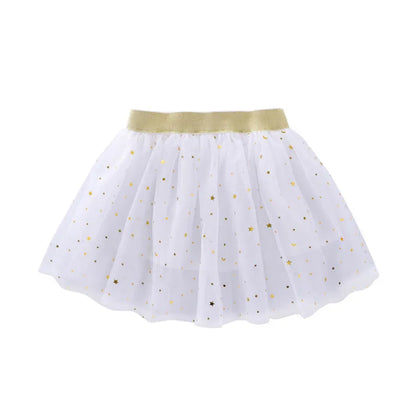 Children's Skirts For Girls Summer Cotton Lace Baby Mini Tutu Skirts Stars Glitter Dance Sequin Birthday Party Skirt for Kids