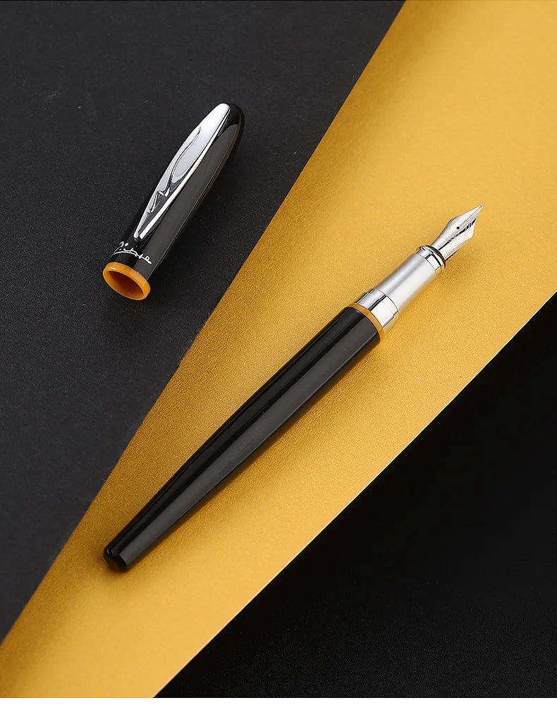 Picasso 907 High Quality Luxurious Montmartre Metal Black Iridium 0.5mm Point Pen with Yellow/Red Ring,Original Box Option