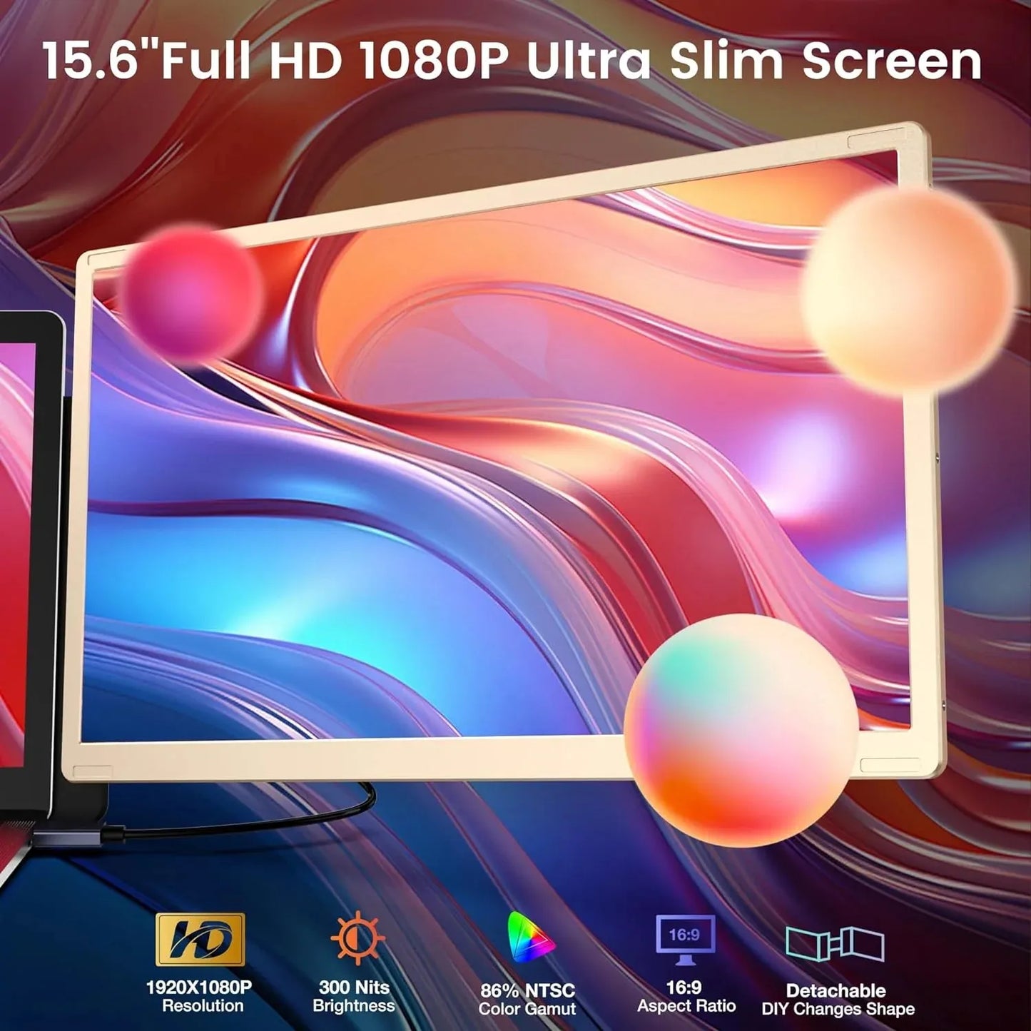 Factory Triple Laptop Screen Extender Dual 15.6 Inch 1080P Monitors Portable Tri Screen Monitor for Laptop