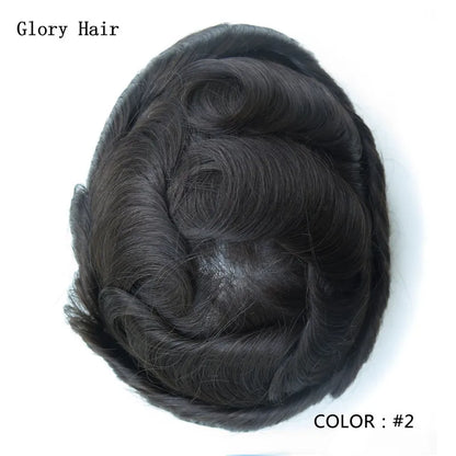 Gloryhair-Natural and Realistic Hair Prosthesis Male Toupee Wig 130% Density Hair Pieces Indian Human Men's Capillary Prosthesis