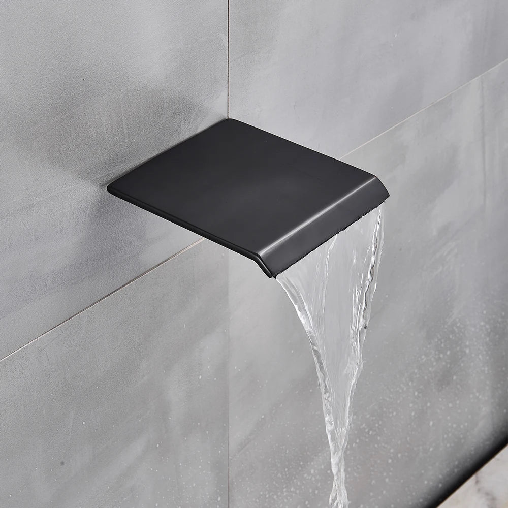 Black Shower Faucets System Bathroom Wall Mounted Rainfall Shower Kit Concealed Embedded Box Hot Cold Water Mixer Tap SUS304