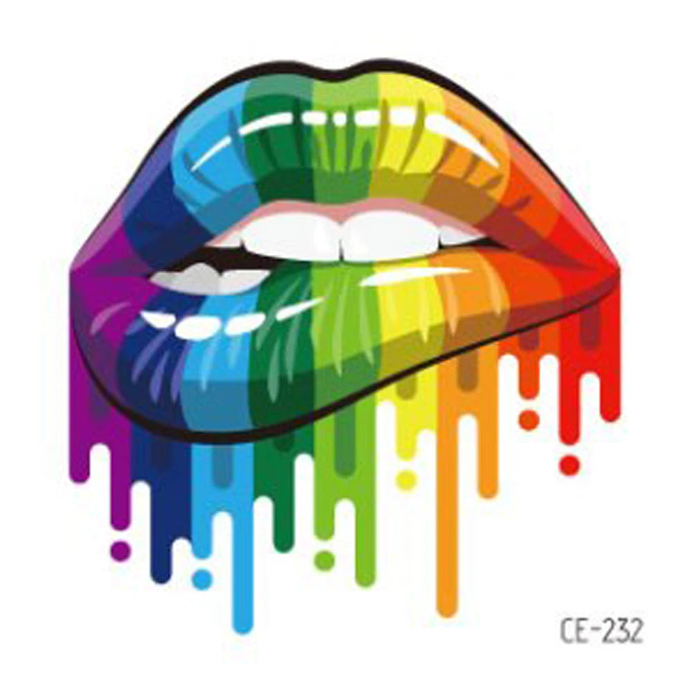 12Pcs Rainbow Temporary Tattoo Waterproof Body Art Butterfly Flower Arm Fake Tattoo Facial Stickers for Pride Festivals