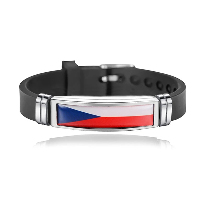 Fashion National Flag Bracelet USA France Canada Flags Bangle Adjustable Silicone Sports Bracelets Wristband For Men Jewelry