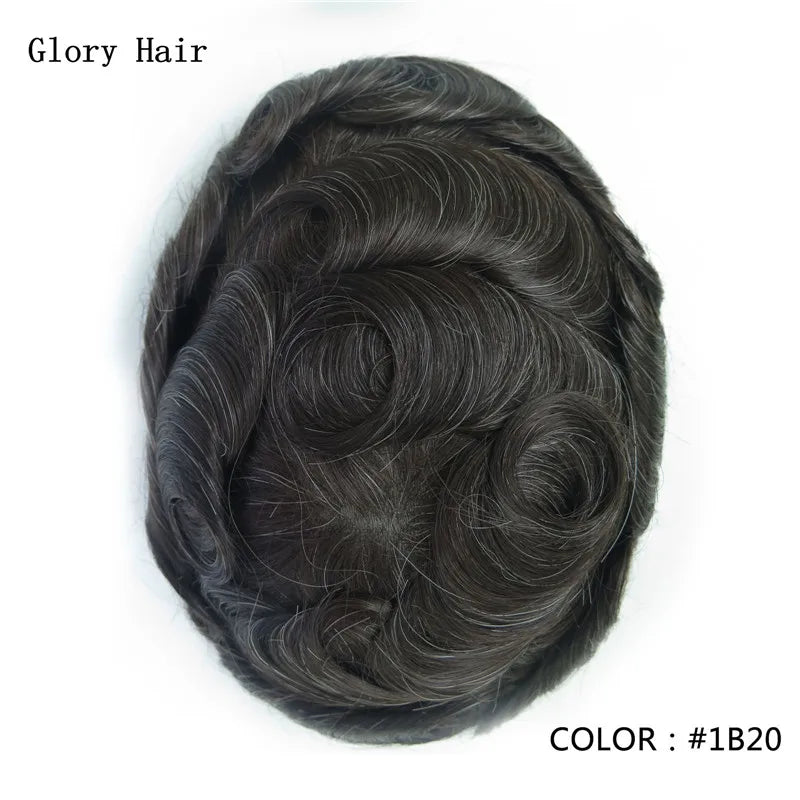 Gloryhair-Natural and Realistic Hair Prosthesis Male Toupee Wig 130% Density Hair Pieces Indian Human Men's Capillary Prosthesis