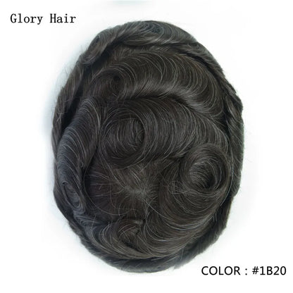 Gloryhair-Natural and Realistic Hair Prosthesis Male Toupee Wig 130% Density Hair Pieces Indian Human Men's Capillary Prosthesis