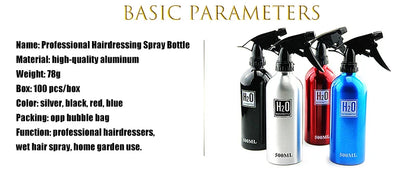 500ml Spray Bottle Refillable Mist Bottle Dispenser Hairdressing Empty Bottle Salon Aluminum Water Can Barber Tools Wholesale