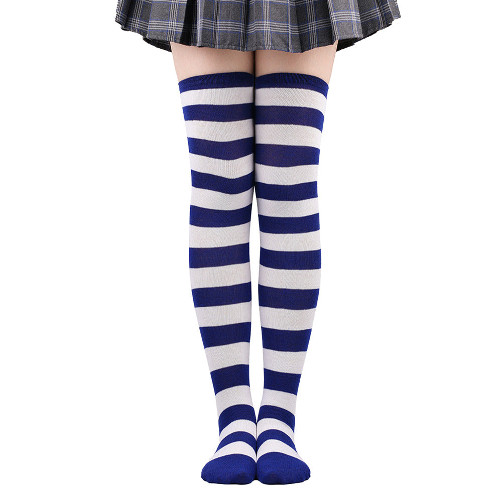 Womens Striped Thigh High Stockings Ladies Girls Black White pink Long Over Above Knee Socks femboy Cosplay Lolita Harajuku Y2k