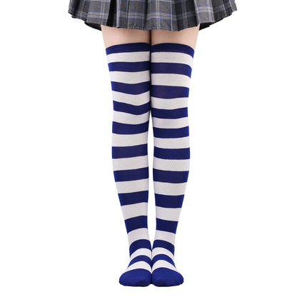 Womens Striped Thigh High Stockings Ladies Girls Black White pink Long Over Above Knee Socks femboy Cosplay Lolita Harajuku Y2k