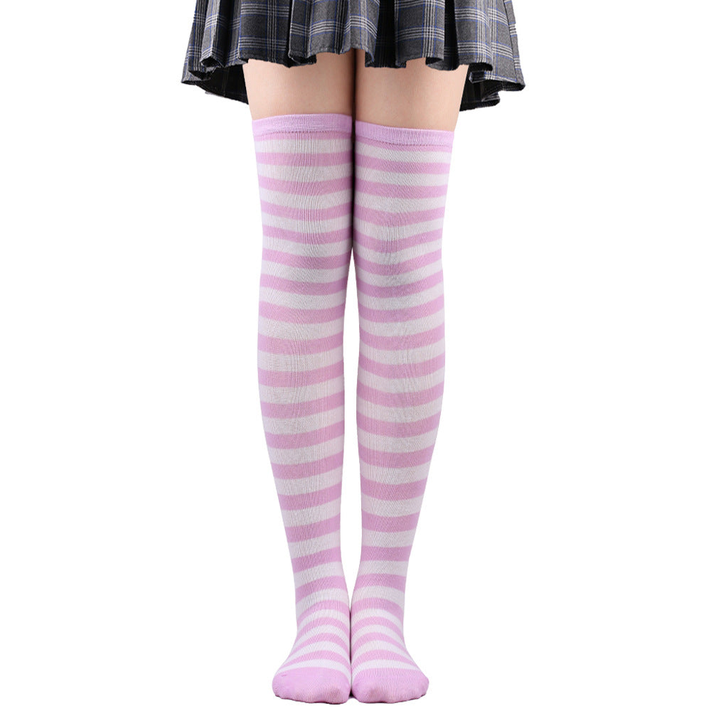 Womens Striped Thigh High Stockings Ladies Girls Black White pink Long Over Above Knee Socks femboy Cosplay Lolita Harajuku Y2k