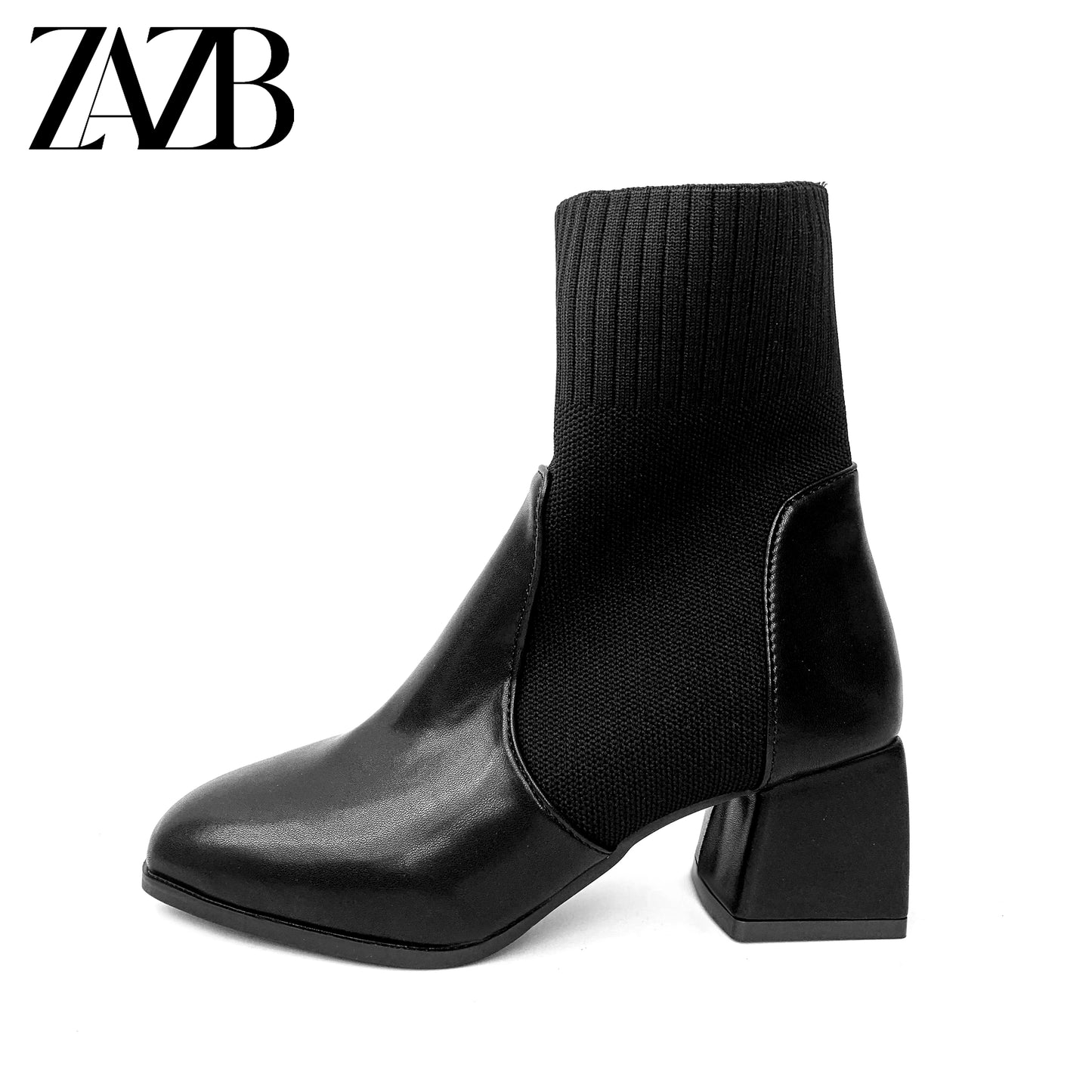 Big Sexy Booty Winter Women's Middle Cylinder Short Boots Chunky Heel Thick Bottom White Lace up Socks Leather Ladies Shoes