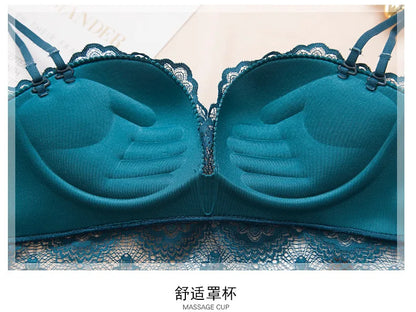 Ladies Underwear Suit Seamless underwear without steel bracket bra push up Massage palm cup Bra Set push up bra+set