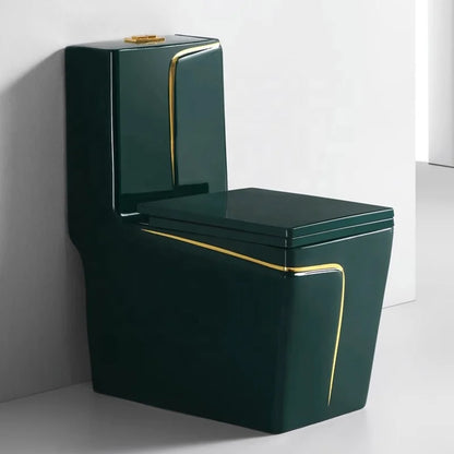 New Sanitarios Inodoros Wc Gold Line Design Bathroom Ceramic One-Piece Gold Black Colored Toilets Bowl
