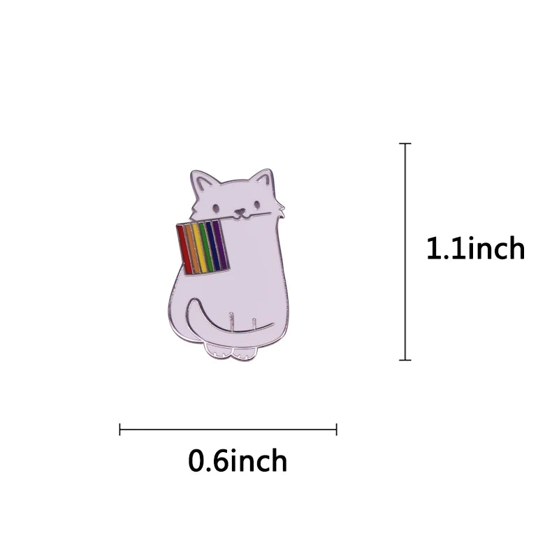 LGBTQ LGBT Gay Pride Rainbow Flag badge HS We're a little bit gay Moon Sounds Gay I'm In Love Wins Proudly Go Purride Cat Pin