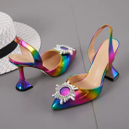 Escarpins Femme Chaussure 2022 New Fashion Slingback Designer Unique Luxury Diamond Heels for Ladies Shoes