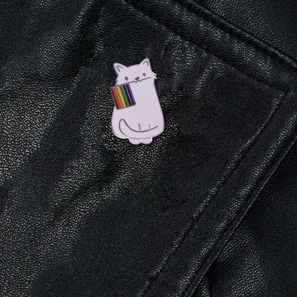 LGBTQ LGBT Gay Pride Rainbow Flag badge HS We're a little bit gay Moon Sounds Gay I'm In Love Wins Proudly Go Purride Cat Pin
