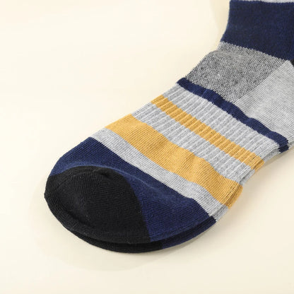 5 Pairs/Lot Running Socks Men Ankle Colorful Stripes Combed Cotton Outdoor Gym Compression Short Male Socks 5 Colors New 2025