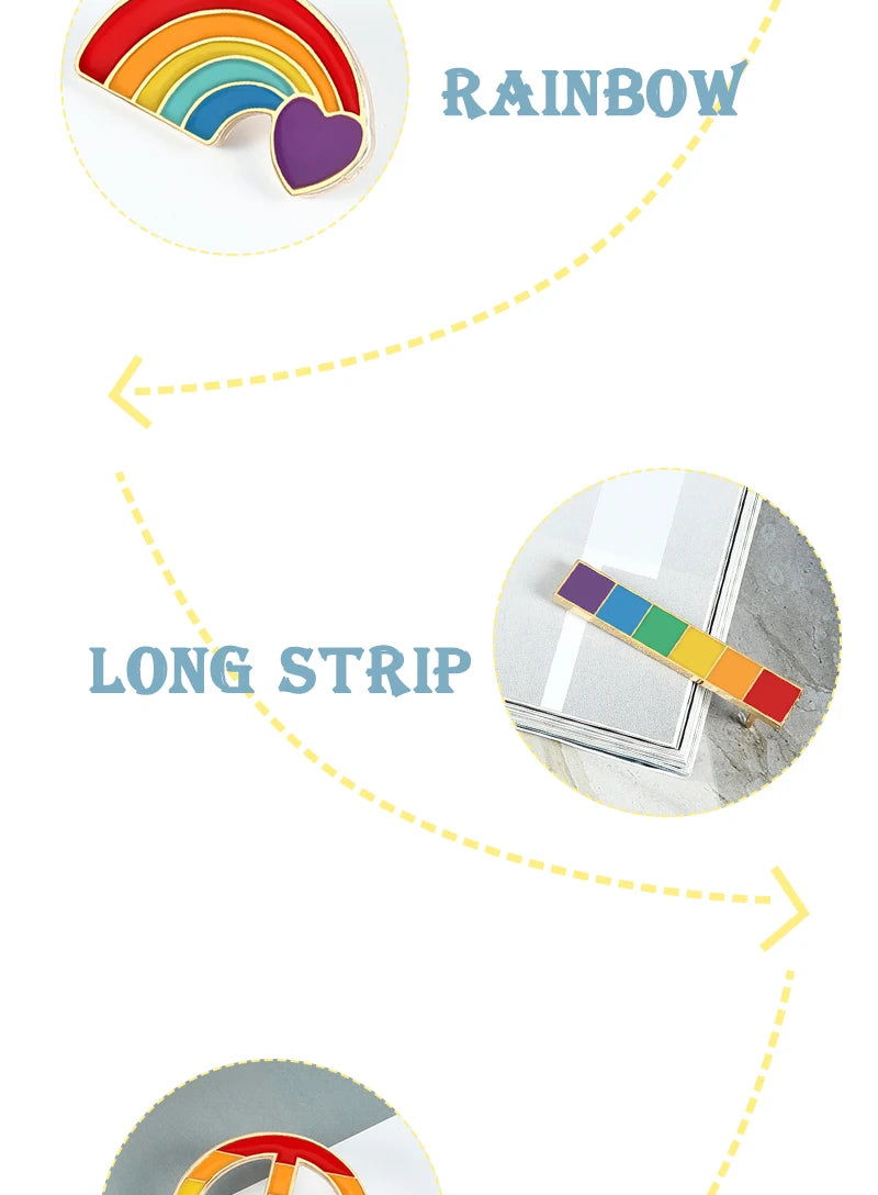 LGBT Flag Rainbow Heart Brooch Peace and Love Enamel Pins Clothes Bag Lapel Pin Gay Lesbian Pride Icon Badge Unisex Jewelry Gift