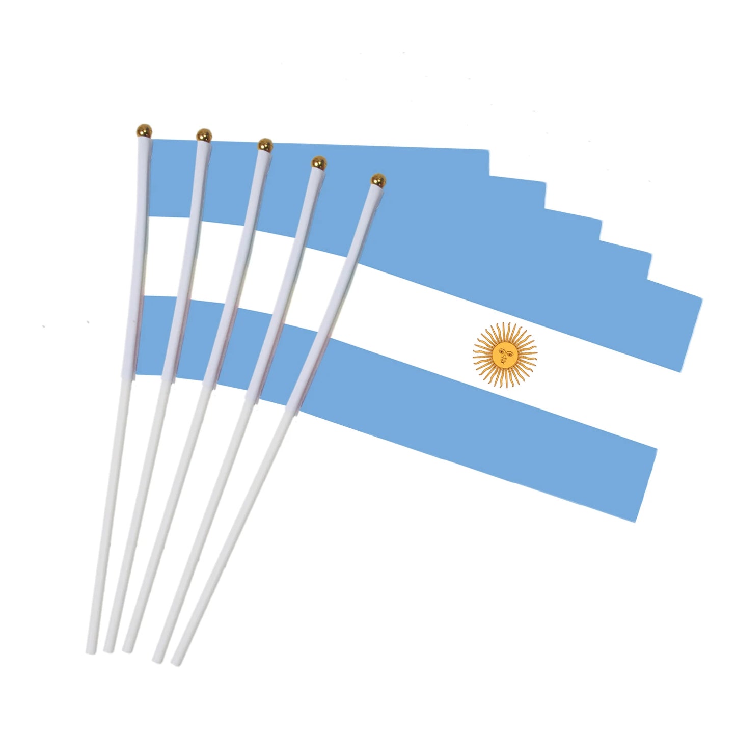 5pcs Stick Flag USA 14*21 cm Hand Held Mini Flag With White Pole Vivid Color and Fade Resistant Hand Held Stick Flags