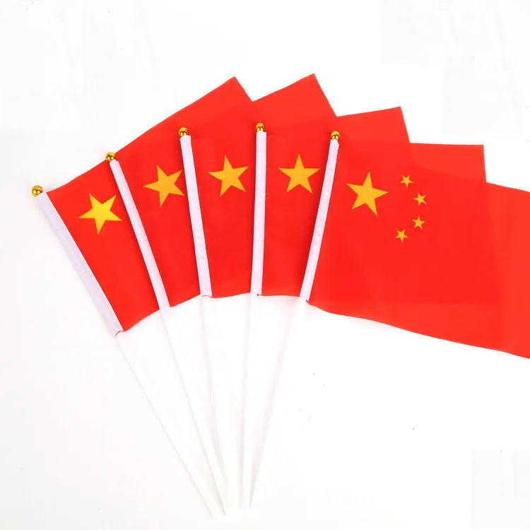 5pcs Stick Flag USA 14*21 cm Hand Held Mini Flag With White Pole Vivid Color and Fade Resistant Hand Held Stick Flags