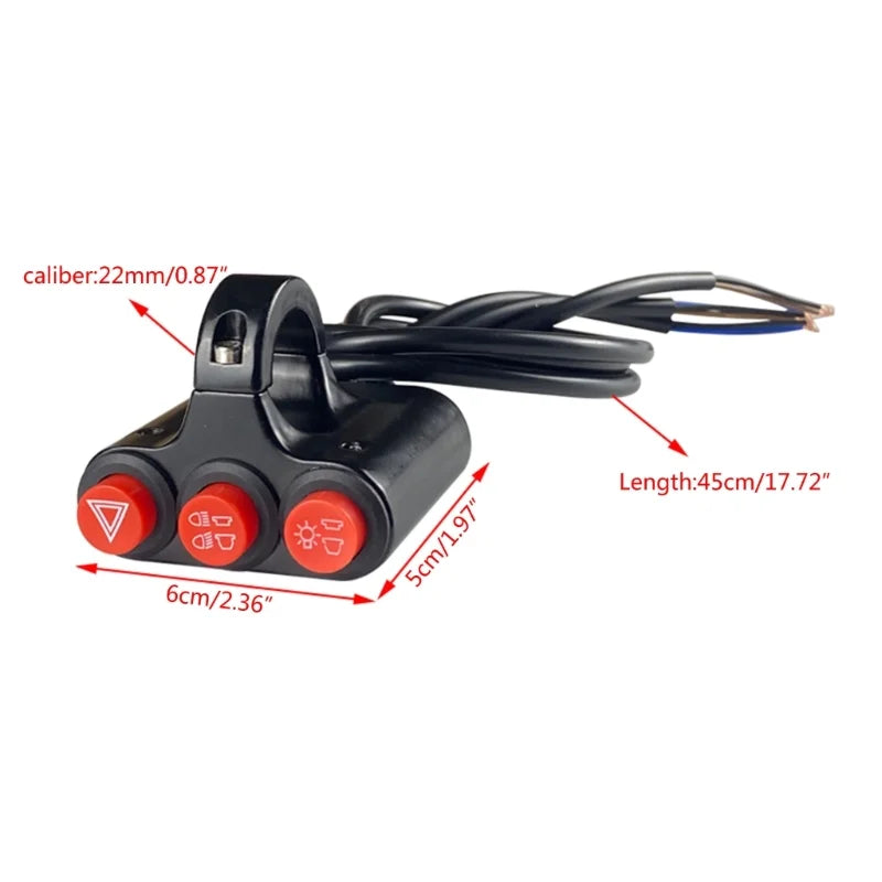 7/8"22MM Universal Motorcycle Modification Switch Handlebar Switch on OFF Headlight Switch