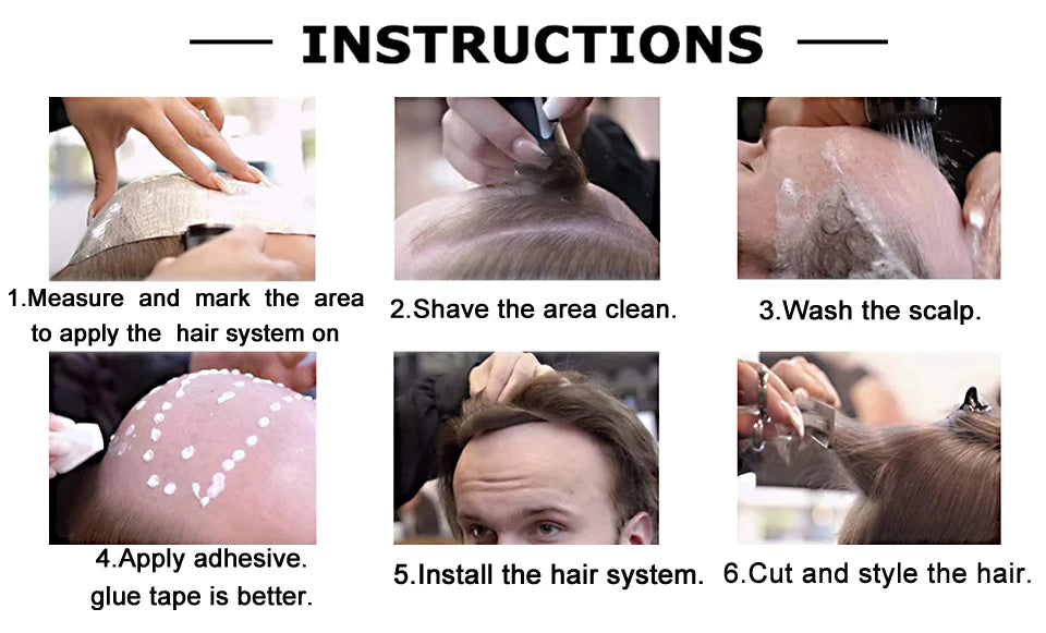 Gloryhair-Natural and Realistic Hair Prosthesis Male Toupee Wig 130% Density Hair Pieces Indian Human Men's Capillary Prosthesis