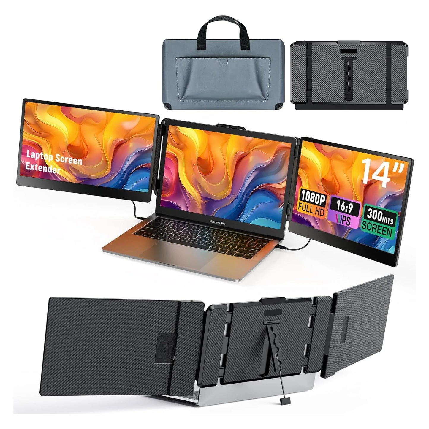 Triple Portable Monitor for Laptop for 13.3 to 16.5 Inch Laptops 14 Inch Dual Screen Laptop Screen Extender S2