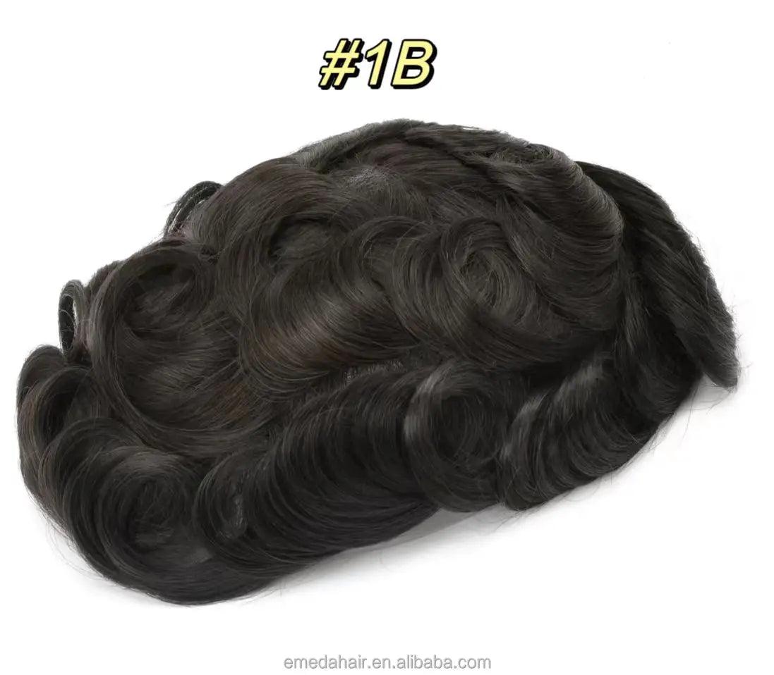 EMEDA V-looped Mens Hair Pieces 0.02mm 0.04mm Ultra Super Thin Skin Hair Replacement