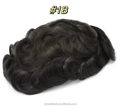 EMEDA V-looped Mens Hair Pieces 0.02mm 0.04mm Ultra Super Thin Skin Hair Replacement