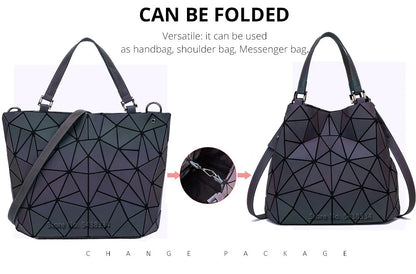 ladies Luminous  bag geometric bags for women 2024 Quilted Shoulder Bags Laser Plain Folding female Handbags bolsa feminina