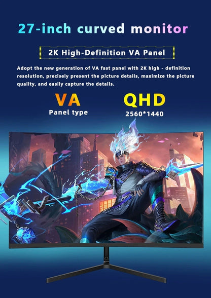 Hot Selling New 27 Inch 2560x1440 120Hz IPS Curved Gaming Monitor for PC Desktop with Quad-HD Display