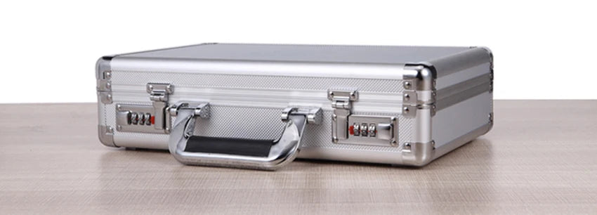 Aluminum Hard Case Passwords ToolBox Black / Silver Briefcase Metal Carrying Case Equiment Tool Box Organizer Holder ящик
