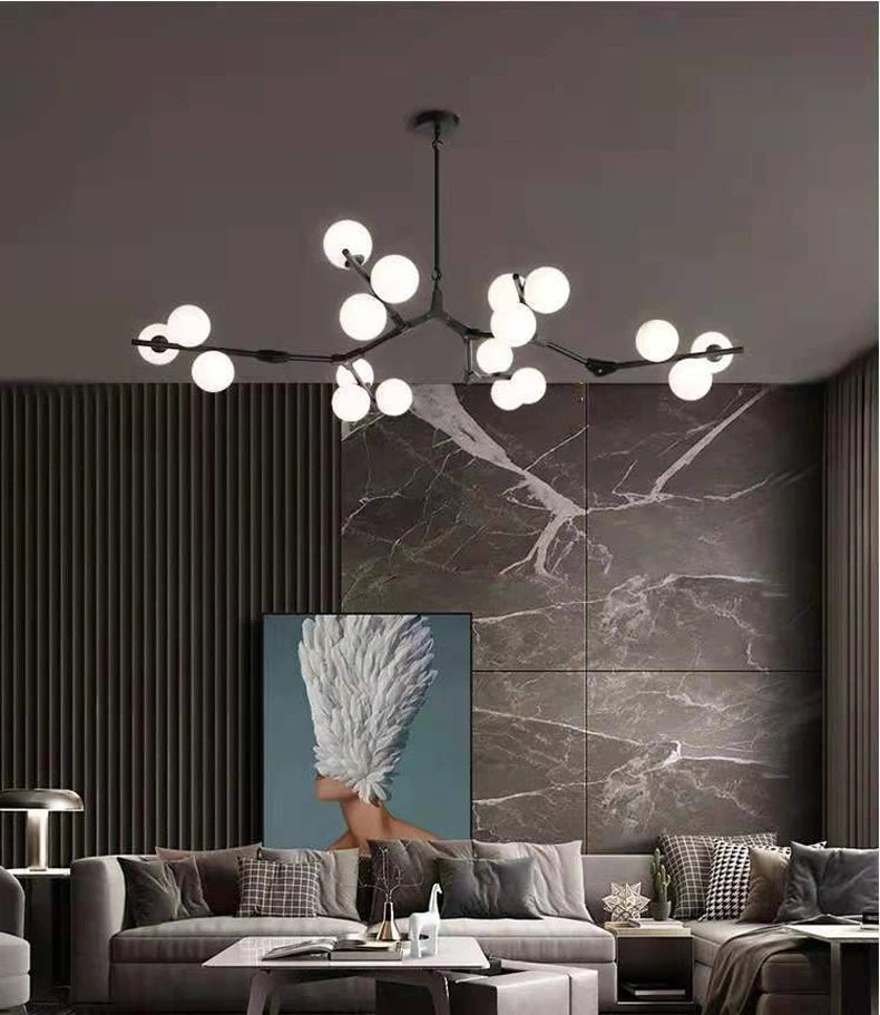 Modern Black Gold LED Chandelier 12/18/24 Glass Balls Ceiling Chandeliers Living Room Kitchen Bedroom Living Room Decoration