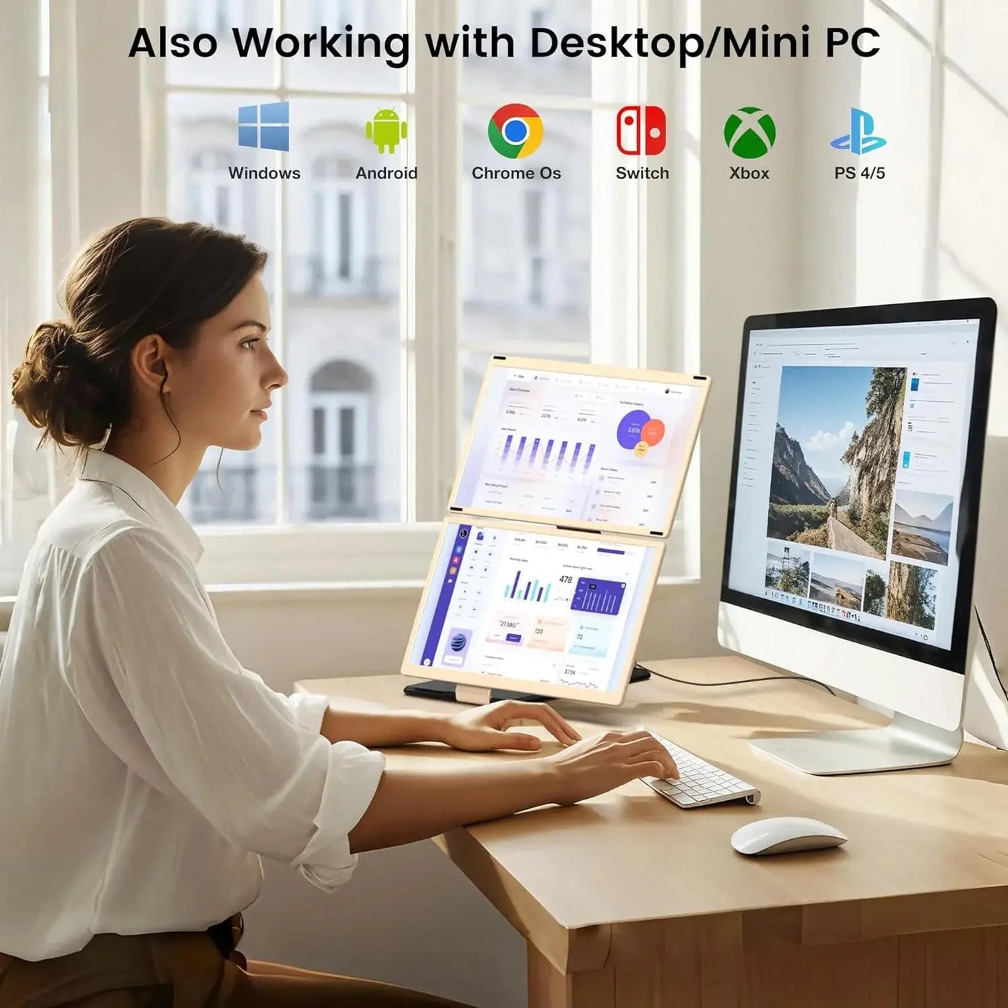 Factory Triple Laptop Screen Extender Dual 15.6 Inch 1080P Monitors Portable Tri Screen Monitor for Laptop