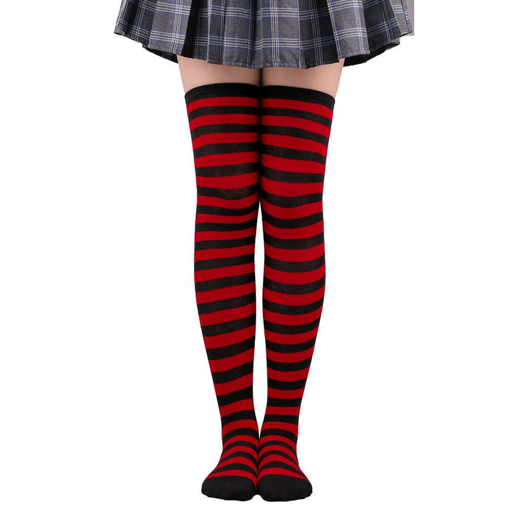 Womens Striped Thigh High Stockings Ladies Girls Black White pink Long Over Above Knee Socks femboy Cosplay Lolita Harajuku Y2k