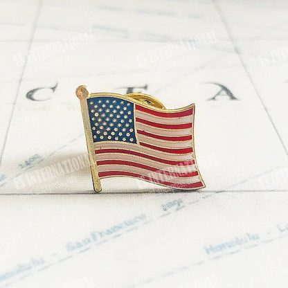 America USA National Flag Lapel Pins Crystal Epoxy Metal Enamel Badge Paint Brooch Souvenir Suit  Personality  Commemorative